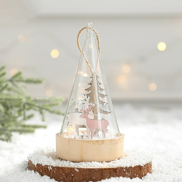 myvepuop Desktop Ornament Reindeers Lights Small Night Lights Snow