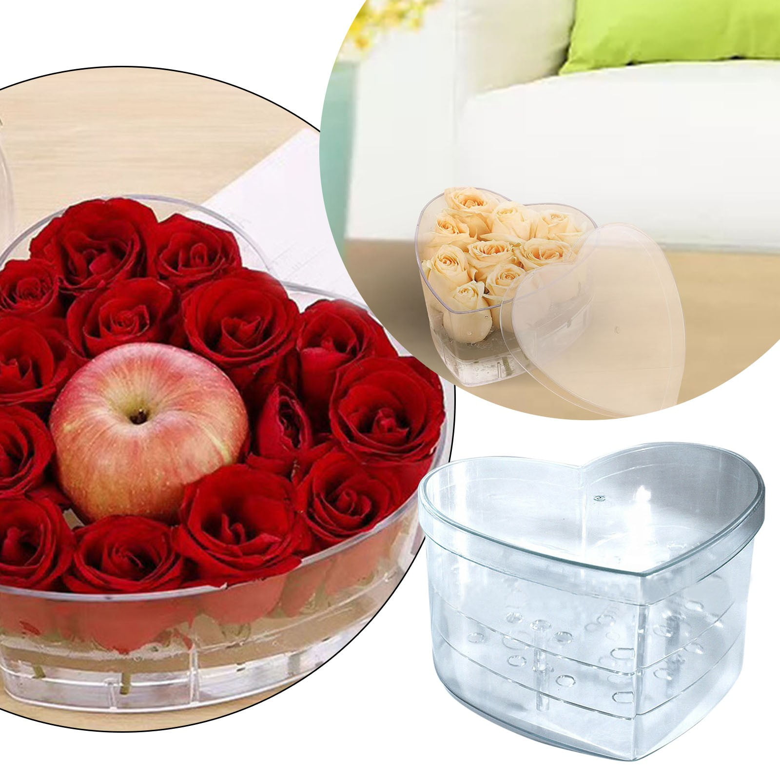 myvepuop Flower Pots Heart Shaped Flower Gift Box Transparent Plastic
