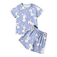 thumbnail image 1 of n Easter Bunny 2 Piece Sets Pajamas for Kids Childre Rabbit Egg Bilby Print Pulloverr Sleepwear Set Loungewear Set #Z13 Sky Blue 7-8 Years, 1 of 6