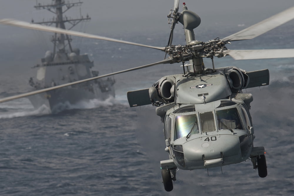n MH-60S Knight Hawk delivers supplies to USS Carl Vinson Canvas Art - Stocktrek Images (35 x 23)