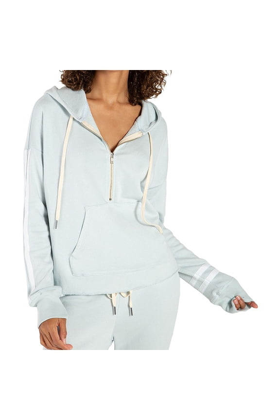 Womens Abbie Half-Zip Hoodie Sweatshirt, Blue, Medium