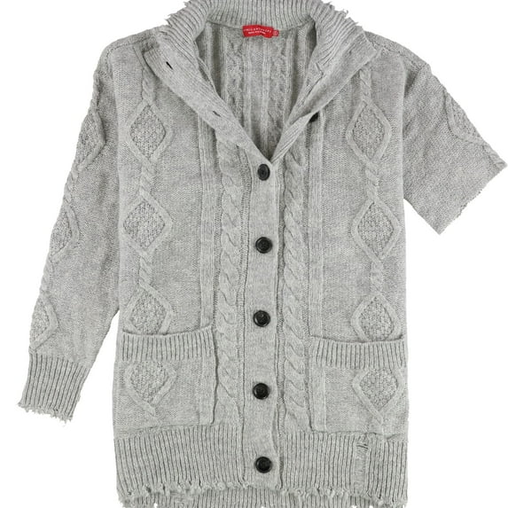 n:philanthropy Womens Cable Knit Cardigan Sweater, Grey, Small