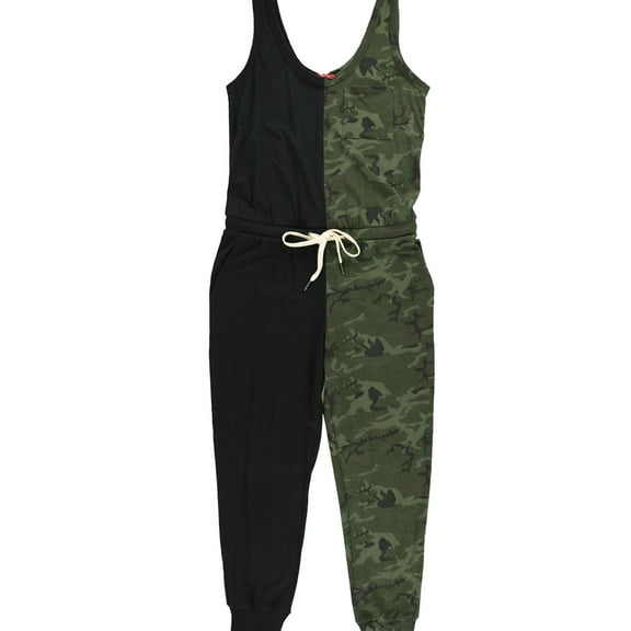 n:philanthropy Womens Camo Jumpsuit, Black, Small