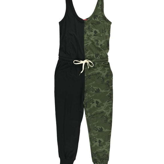 n:philanthropy Womens Camo Jumpsuit, Black, Small