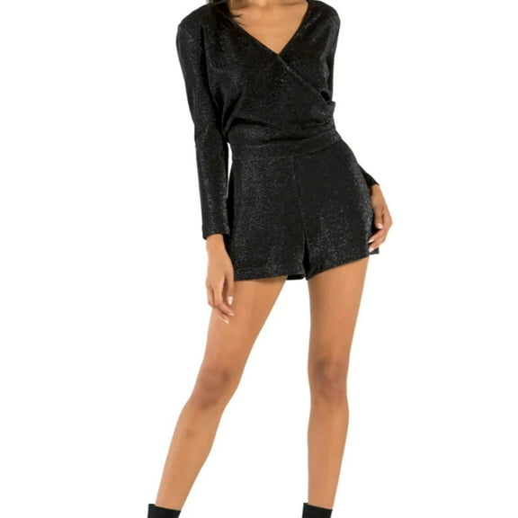 n:philanthropy Womens Fire Romper Jumpsuit, Black, Medium