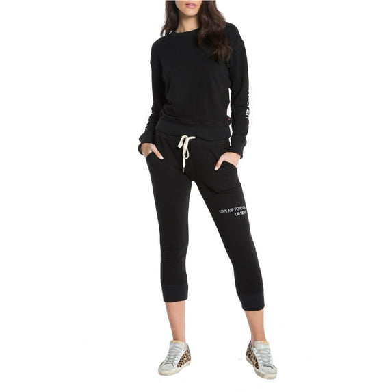 n:philanthropy Womens Forever Crop Athletic Jogger Pants, Black, Large