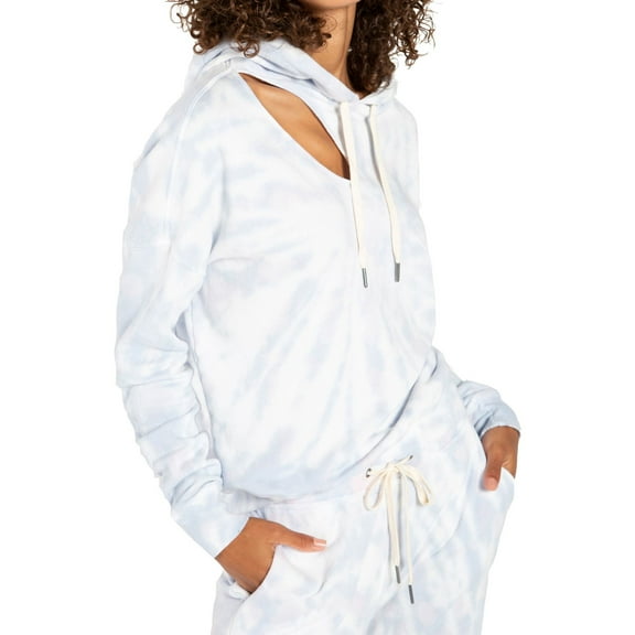 n:philanthropy Womens Fran Deconstructed Hoodie Sweatshirt, White, Small