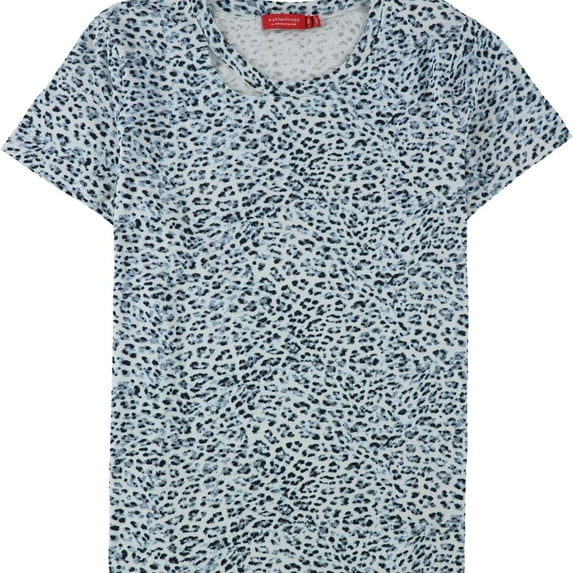 n:philanthropy Womens Hana Leopard Basic T-Shirt, Blue, Large