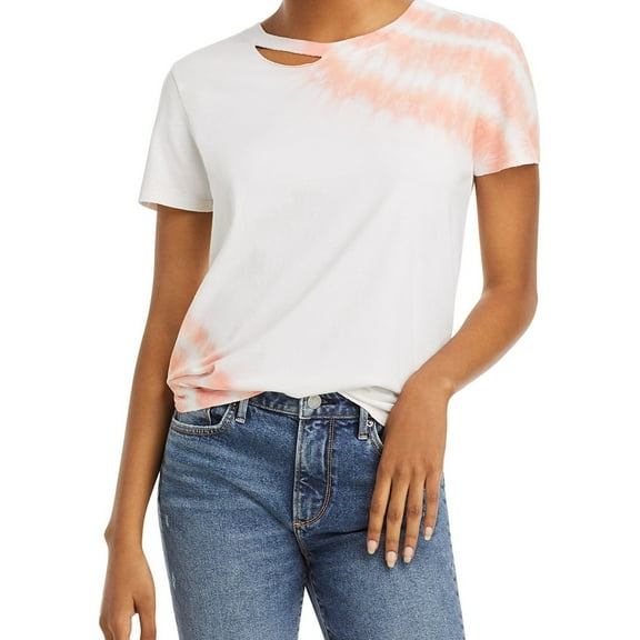 n:philanthropy Womens Harlow Tie-Dye Basic T-Shirt, Orange, Large