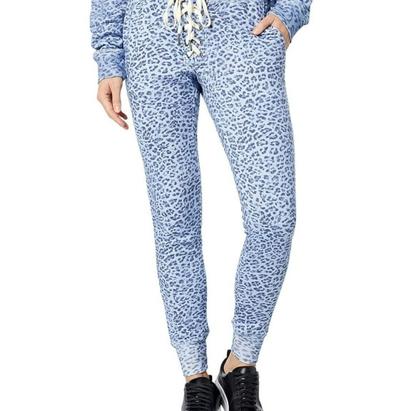 n:philanthropy Womens Mila Leopard Relaxed Jogger Casual Pants, Blue, X-Large