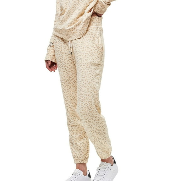 n:philanthropy Womens Night Leopard Relaxed Jogger Casual Pants, Yellow, Small