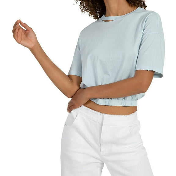 n:philanthropy Womens Palma Crop Basic T-Shirt, Blue, Medium