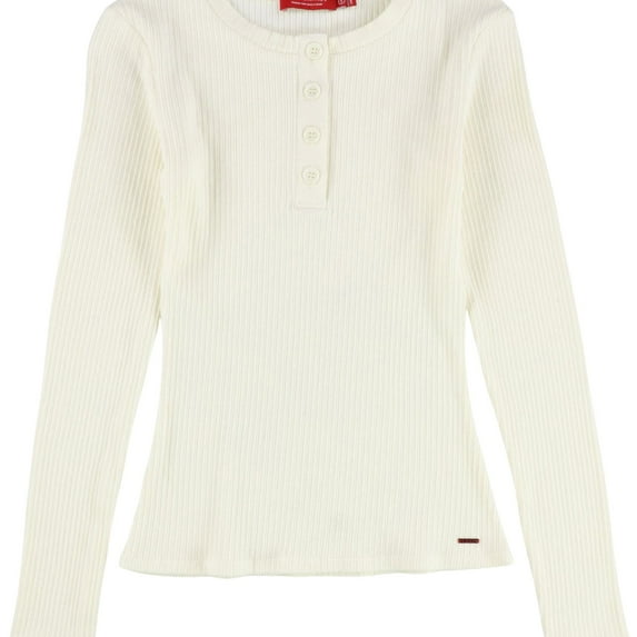 n:philanthropy Womens Ribbed Henley Shirt, Off-White, Small