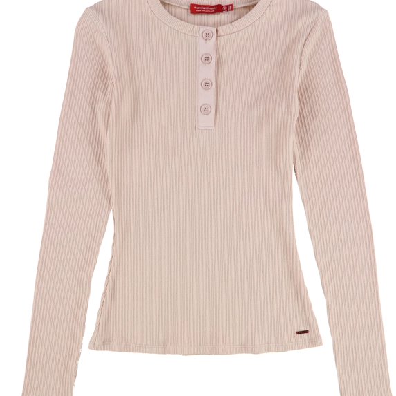 n:philanthropy Womens Ribbed Henley Shirt, Pink, Small