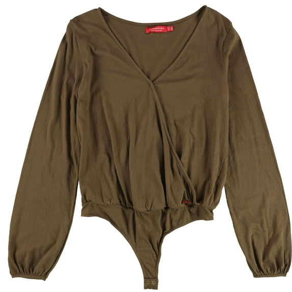 n:philanthropy Womens Wrap Bodysuit Jumpsuit, Brown, Small