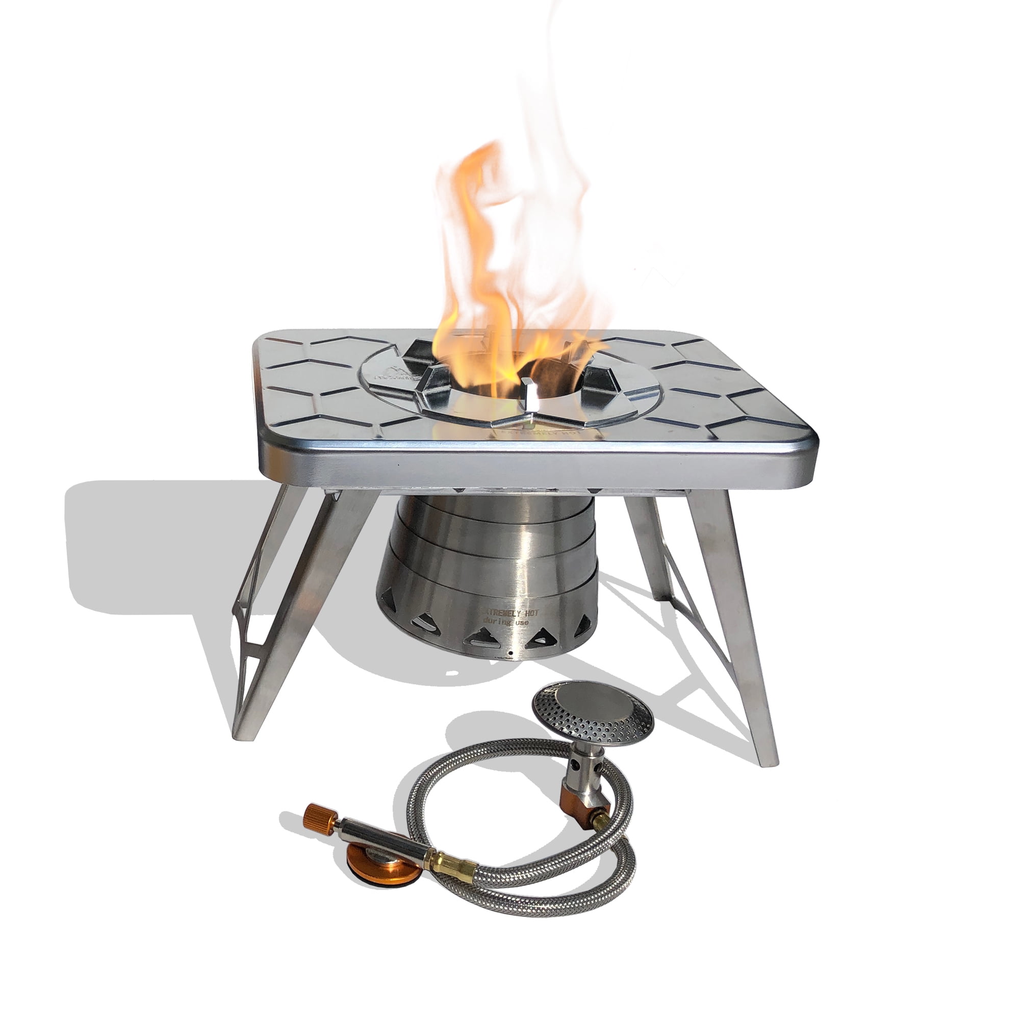 nCamp 2 piece Camping Stove and Gas Adapter Hose Bundle
