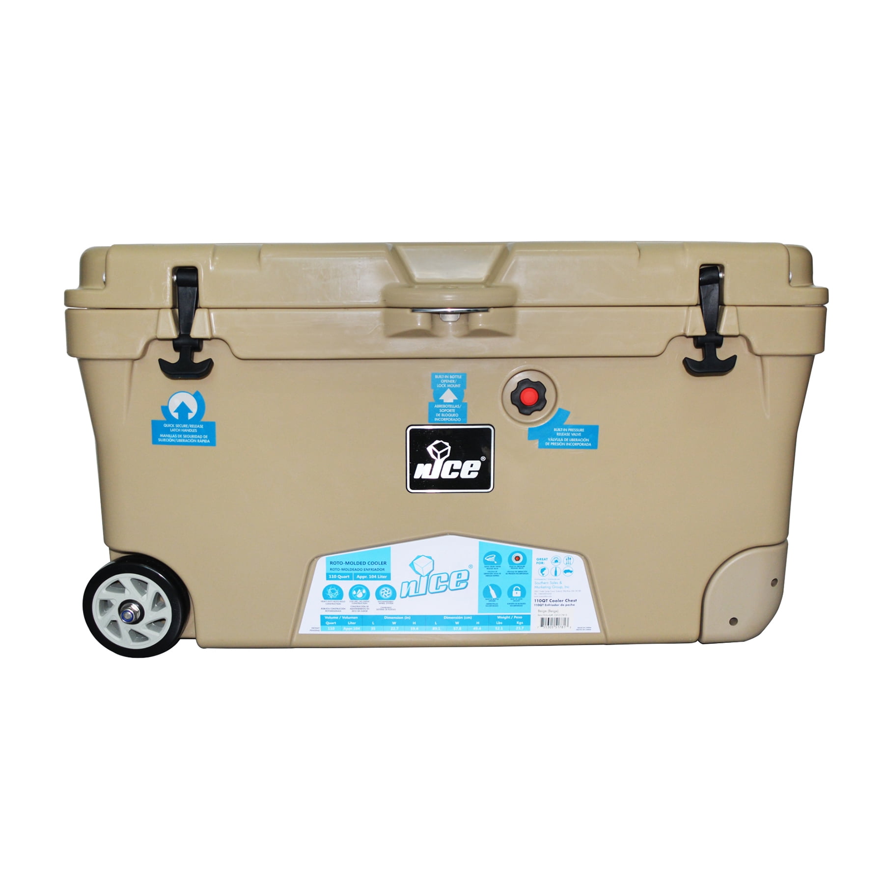 AIRCOOL WAN セットベージュXXL nICE CLF-517813 110 Quart Beige Wheeled Cooler - Walmart.com