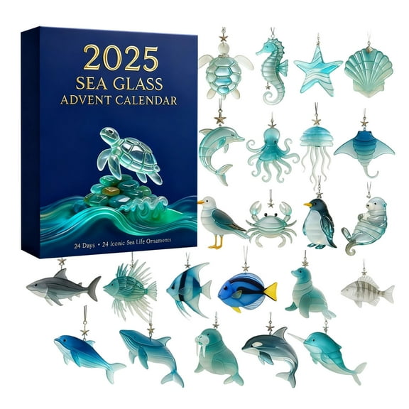 nTRIUQJ 24 Day Advent Countdown Calendar Surprise With 2D Acrylic Daily For Birthday Celebration All Ages Holiday Festive Activity Blue