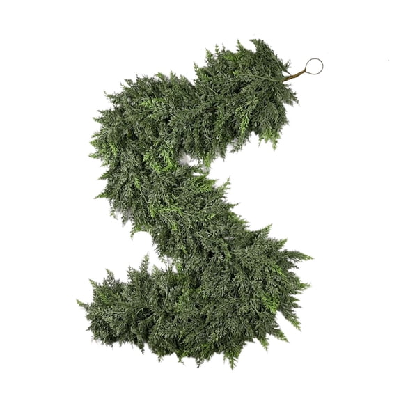 nTRIUQJ 6ft Extra Full Lifelike Cedar Christmas Garland for Staircase Decorations and Festive Interior Design Green