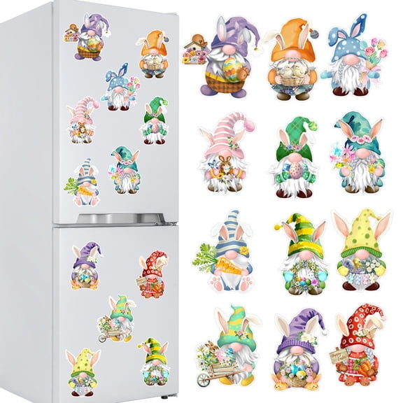 nTRIUQJ Adorable Rabbit Easter Themed Cartoon Sticker Pack for Home Fridge Car Wall Toilet Decorative Art 12PCS Pink