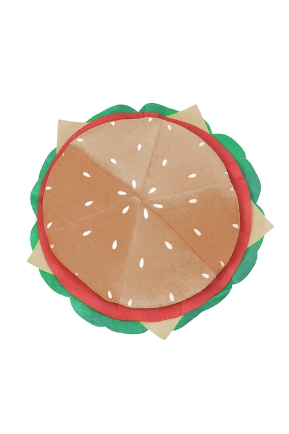 Adult Unisex Hamburger Hat Fast Food Accessory Funny Cheese Burger Cap for Halloween Parties Orange