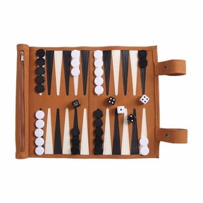 nTRIUQJ Backgammon Game Set - Roll Up Travel Backgammon Set Portable Chess with Drawstring Bag, 2-Player, Ideal as a Gift Brown