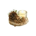 thumbnail image 1 of nTRIUQJ Candle Holder Christmas Centerpiece Decoration - Wood Tealight Holders with Mini Wreaths Yule Log Tea Light Coffee Table Table Rustic Farmhouse Home Decor Gift Beige, 1 of 8