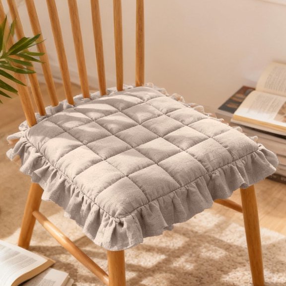 nTRIUQJ Chair Cushions for Dining Chairs,Non- Kitchen Chair Pads,Solid Seat Cushion with Ties,Plush Thicken Seat Pads for Indoor Kitchen Dining Office Living Room,Grey