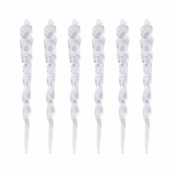 nTRIUQJ Clear Acrylic Icicle Winter Decorations Sparkling Hanging Ornaments For Holiday Wedding Party 6PCS White