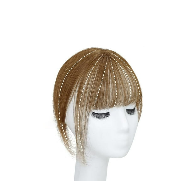 nTRIUQJ Clip In Human Hair Fringe Extension Natural Real Hairpiece With Secure Snap Clips For Instant Volume And Style Bronze
