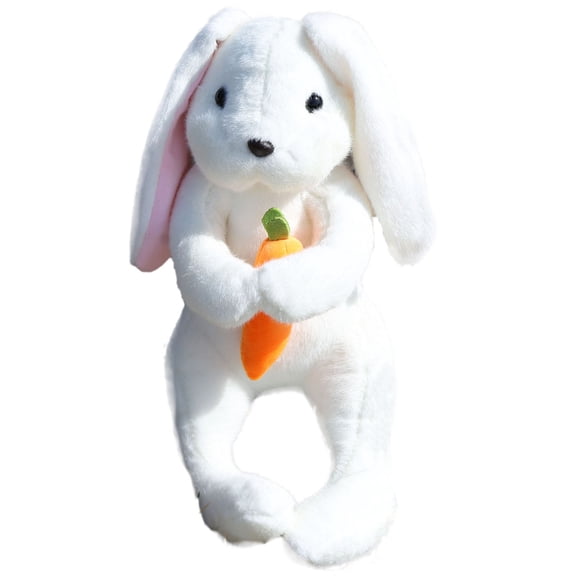 nTRIUQJ Easter Bunny Toy Stuffed Animal Soft Rabbit Doll With Carrot For Kids Boys Girls Birthday Party Decoration White1
