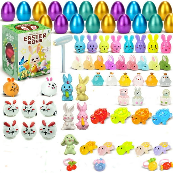 nTRIUQJ Easter Cartoon Egg Rabbit Car Surprise Blind Countdown Toy Set for Kids Green