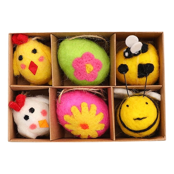 nTRIUQJ Easter Egg Pendant Set with 6 Chicken Doll Charms for Holiday Festive Decorations and Giving Celebrations Pink