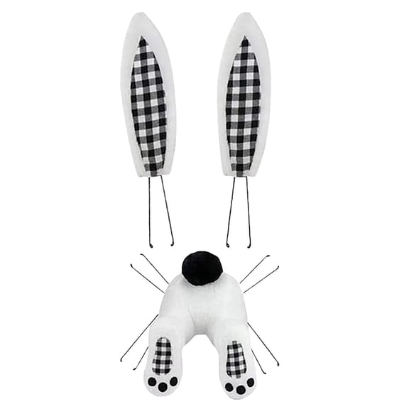 nTRIUQJ Easter Spring Wreath Kit Featuring Adorable Black Lattice Bunny Design For Outdoor Door Wall Hanging Festive Home Ornament Black