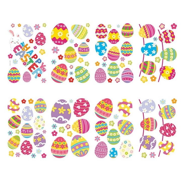 nTRIUQJ Easter Sticker Roll for Crafting Scrapbooking and Festive Greeting Card Design with Bunny Egg Artwork 8PCS White