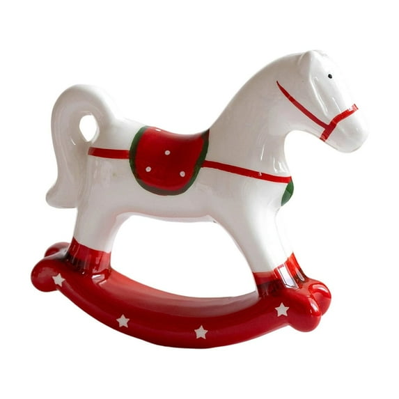 nTRIUQJ Elegant Ceramic Rocking Horse Sculpture Tabletop Display Piece For Home Cabinet Centerpiece Decorative Art Statue A