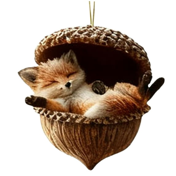 nTRIUQJ Forest Animal Acorn Ornaments – Acrylic Cute Forest Animal Christmas Trees Hanging Decorations,Rustic Nature-Themed Home Decor, Animal Lovers Gift S