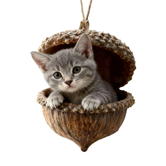 nTRIUQJ Forest Animal Acorn Ornaments – Cute Cartoon Animal Decorative Hanging Ornament, Cozy Forest Cone Animal Decoration, Acrylic Hanging Ornament for Christmas Tree E
