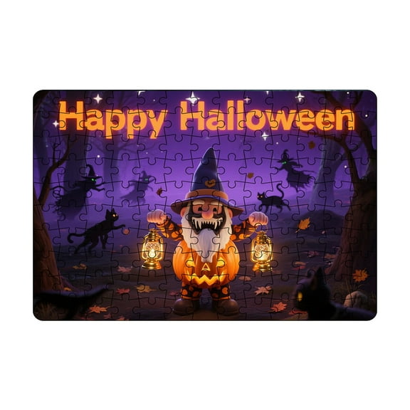 nTRIUQJ Halloween Themed Educational Puzzle Set with Numbered Back for Family Game Night and Giving Purple
