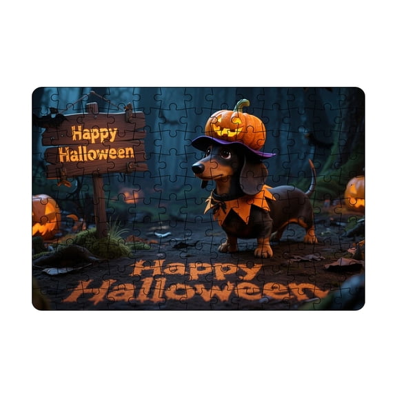nTRIUQJ Halloween Themed Educational Puzzle Set with Numbered Back for Family Game Night and Learning Activities Black