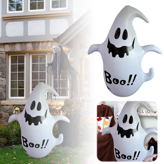 nTRIUQJ Halloween Tumbler Inflatable Vertical Party Decoration for Atmosphere Indoor and Outdoor Festive Ornament White