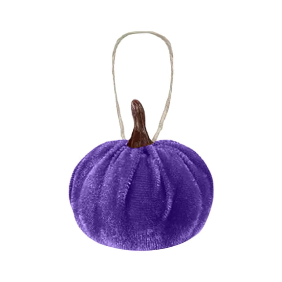 nTRIUQJ Hangs Pumpkin Small Pendant Ornament Flocking Cloth Golden Autumn Decoration for Thanksgiving Purple
