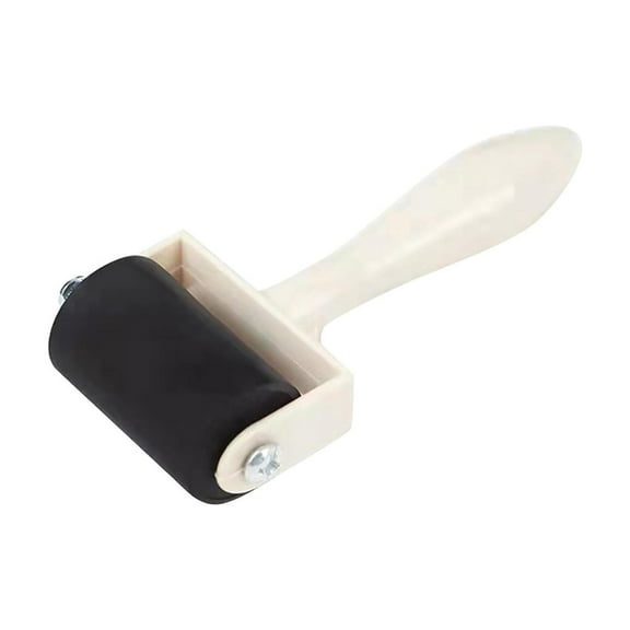 nTRIUQJ Hard Rubber Brayer Roller for Printmaking Art Craft Painting with Wooden Handle Ink Applicator Tool White