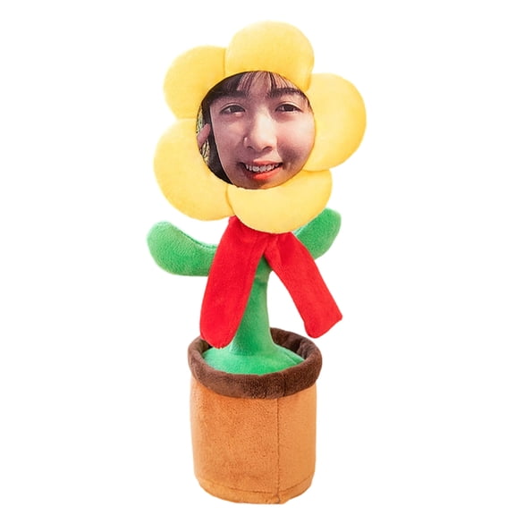 nTRIUQJ Interactive Talking Singing Sunflower Toy with Custom Face Mimics Records Songs for Birthday Party Festival Yellow