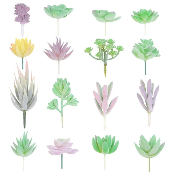 nTRIUQJ Lifelike Succulent Greenery Arrangement Modern Decorative For Home Desk Tabletop Display Interior Design 16PCS White