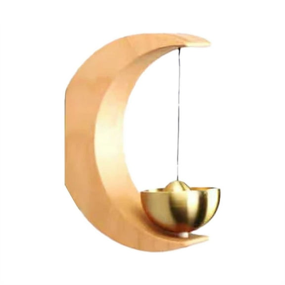 nTRIUQJ Door Chime Bell, Wooden Shopkeepers Bell for Door Opening - Ding Ding Sound Yellow