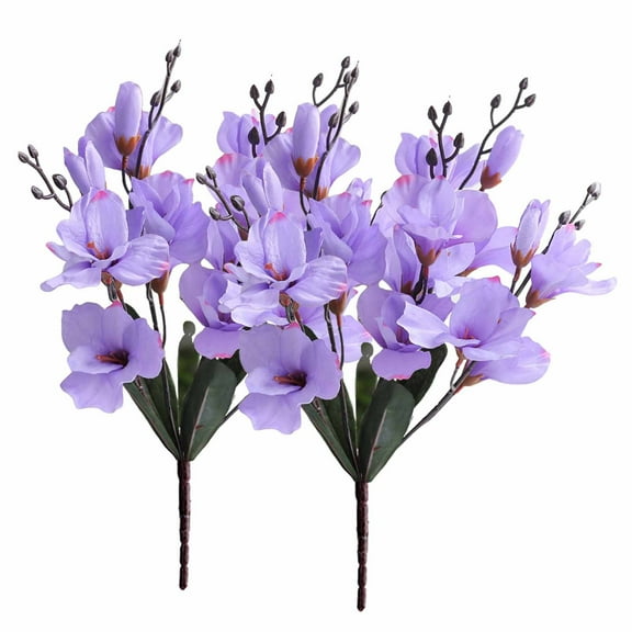 nTRIUQJ Magnolia Flower Bouquet with 5 Forks and 20 for Elegant Home Wedding Photography Props in 2 Bundles 2PCS C