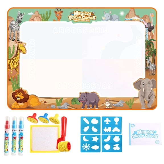 nTRIUQJ Marine Animal Water Canvas Learning Blanket Water Writing Cloth for Kids - Reusable Water Painting Blanket 5ml Orange