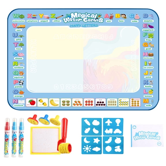 nTRIUQJ Marine Animal Water Canvas Learning Blanket for Interactive Water Painting and Easy Art Exploration Light Blue