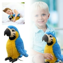 nTRIUQJ Realistic Parrot Stuffed Animal Toy Bird Interactive Play Companion for Kids Birthday Party Blue